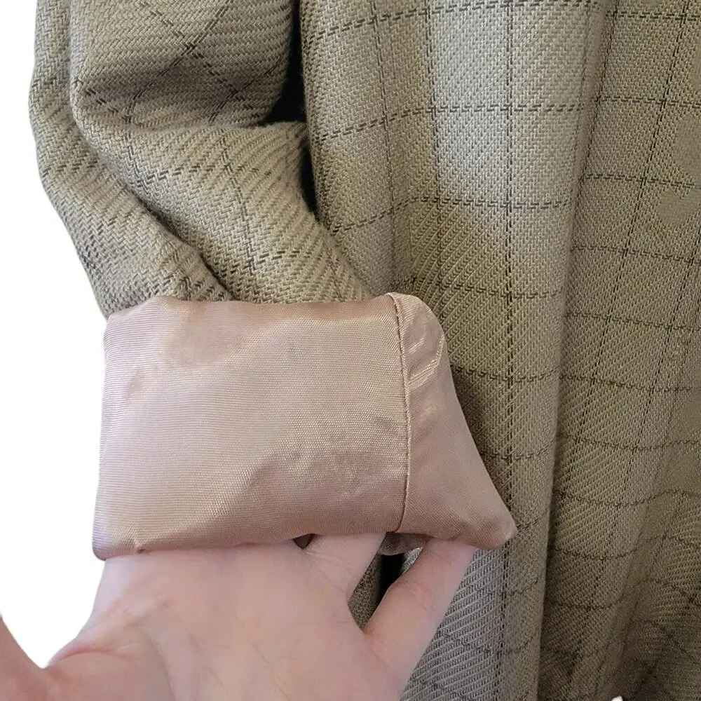 Old Money Vintage Oversized Jacket Blazer Suit Coat Checkered Pattern Women's 14